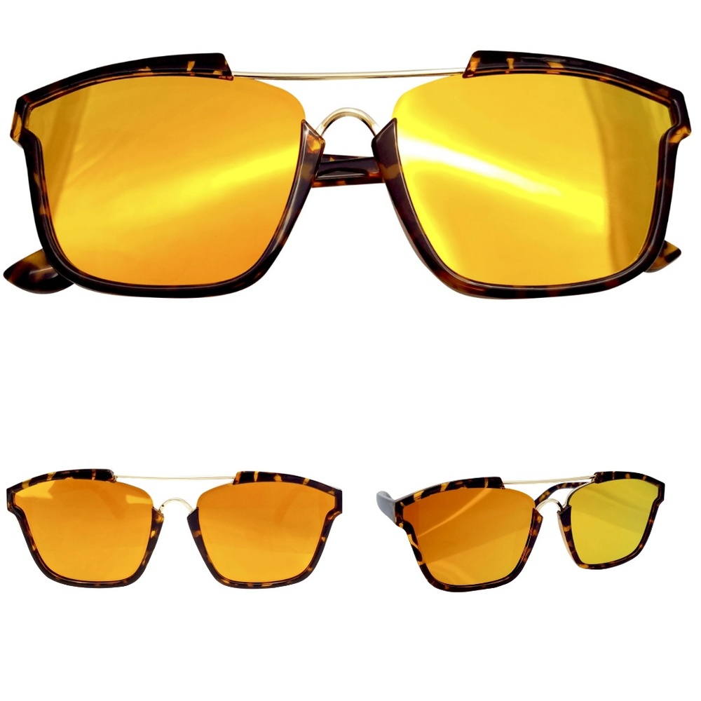 Unisex Flat Frame Mirror Lens Sunglasses